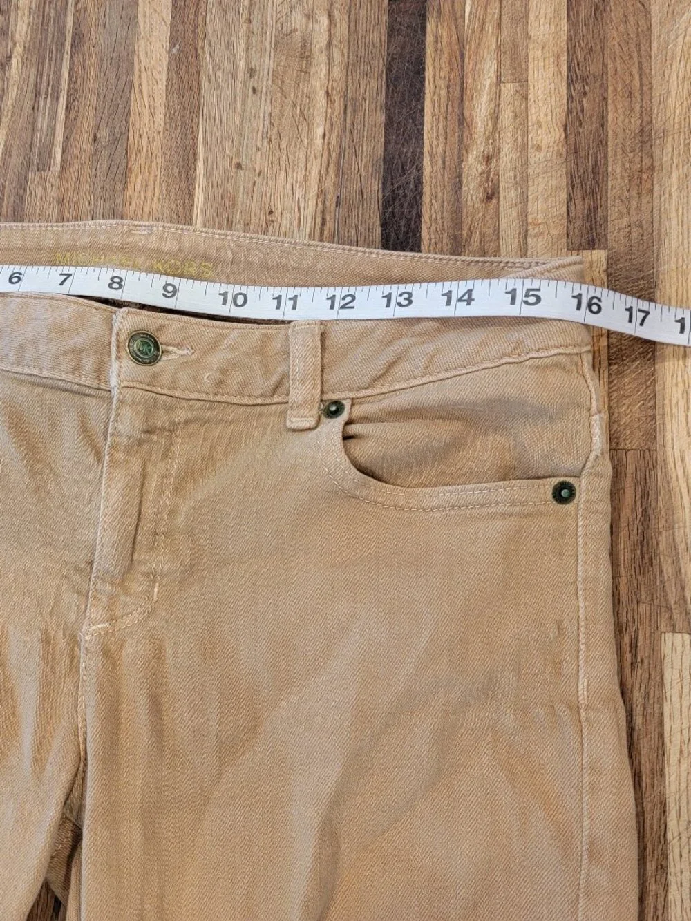 Michael Kors Tan Denim Mid Rise Straight Leg Jeans
